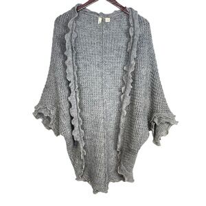 Moth Rocia Ruffled Gray Cardigan Size Small